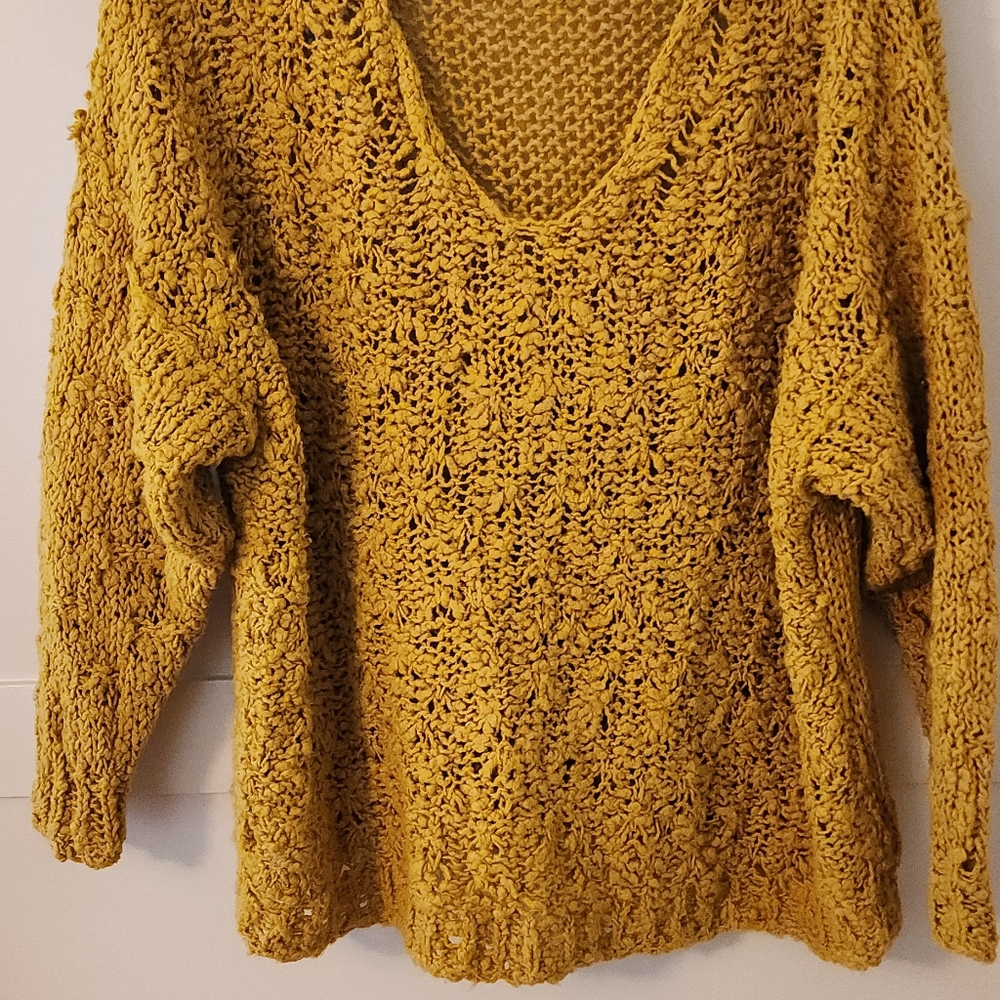 Free People Cozy Mustard Knit Sweater